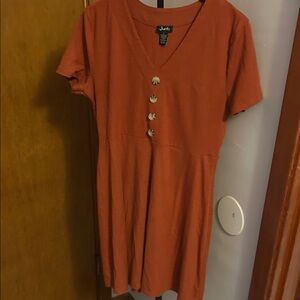 Justify Terracotta Button-Front Mini Dress